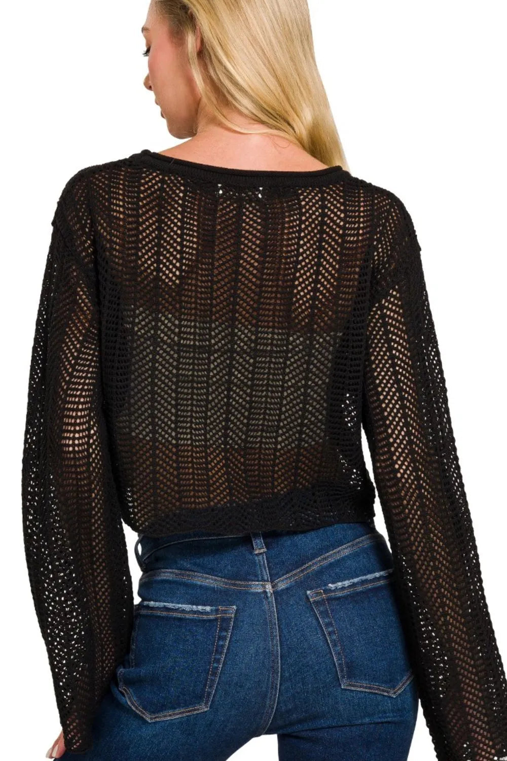 Open Knit Cropped Sweater THE ROYAL BOUTIQUE