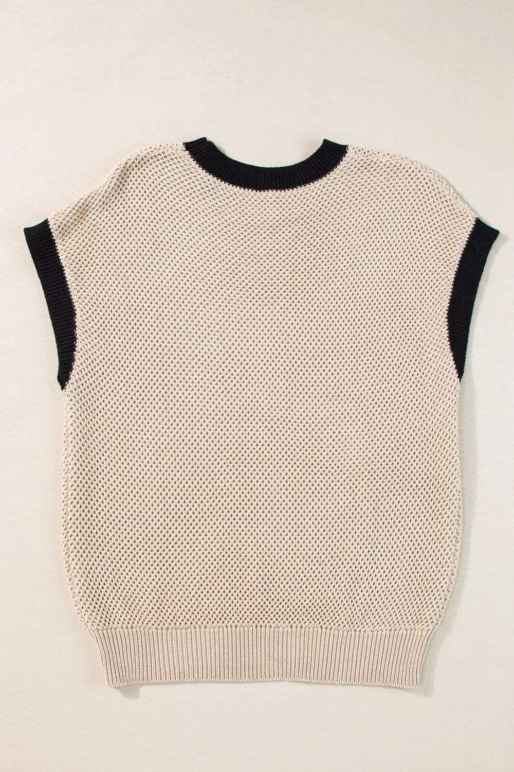 Textured Knit Sweater with Contrast Trim Details.