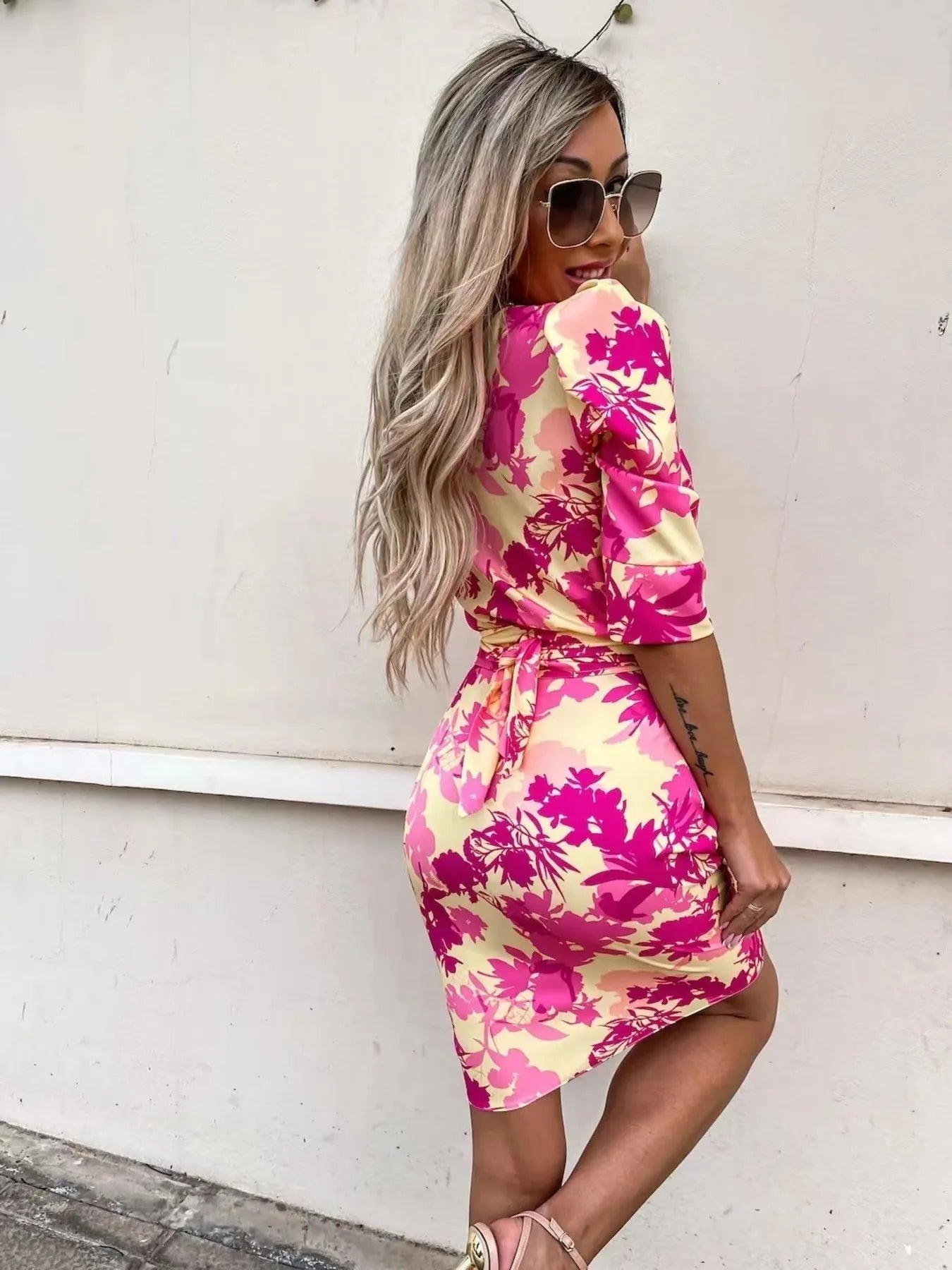 Printed One Shoulder Mini Dress.