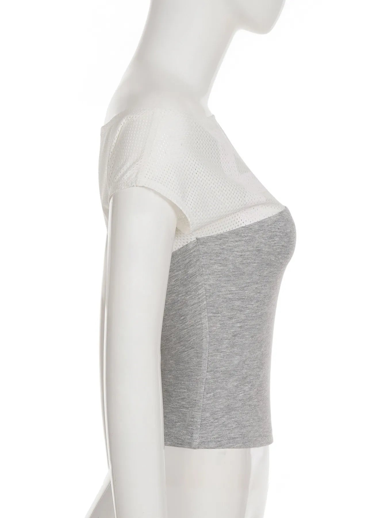 Asymmetric One-Shoulder Mesh Panel T-Shirt.
