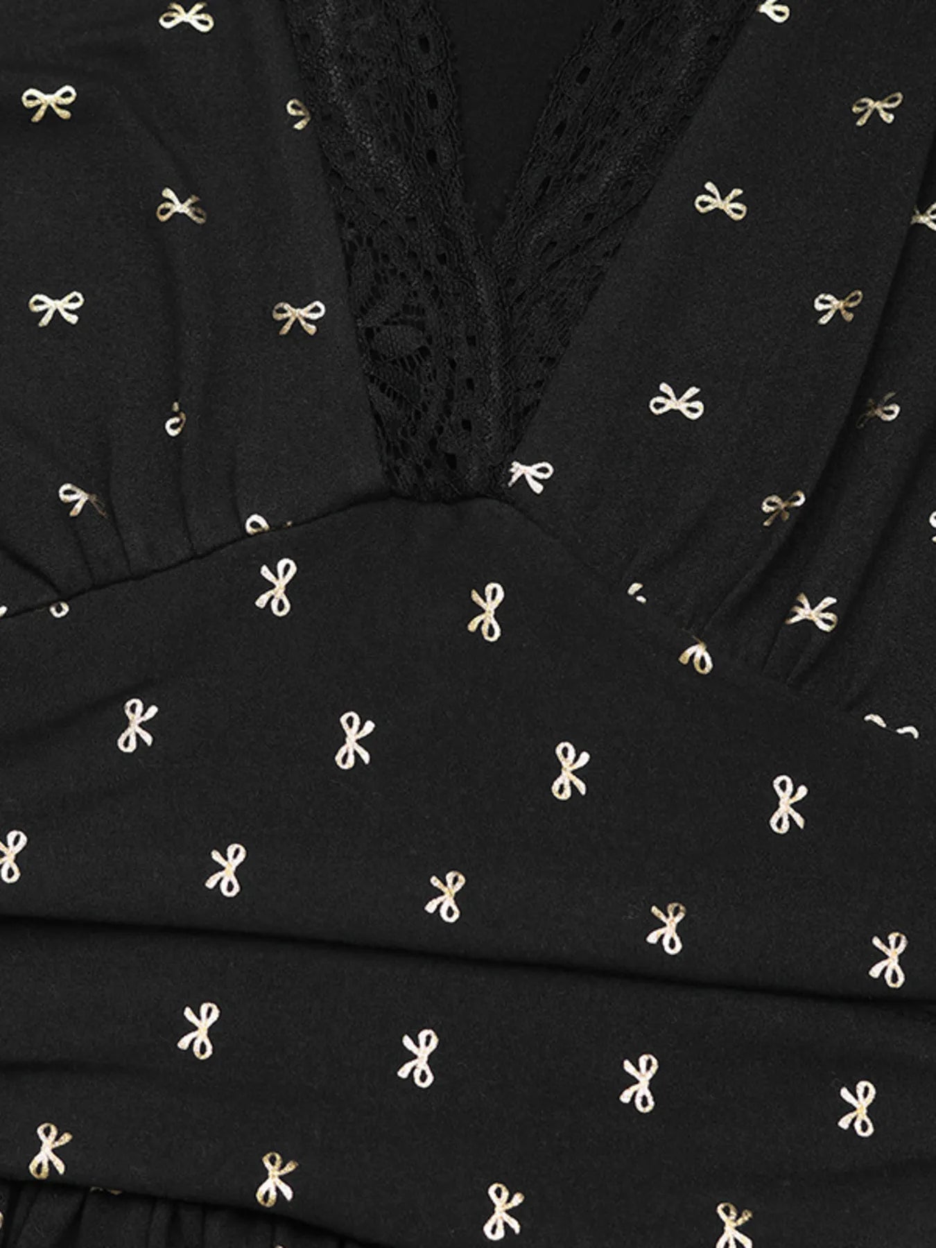 Bow Long Sleeve V-Neck Maxi Dress.