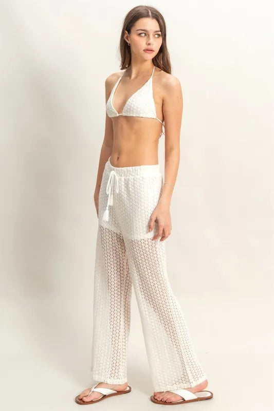 HYFVE Crochet Bra and Drawstring Pants Set Trendsi