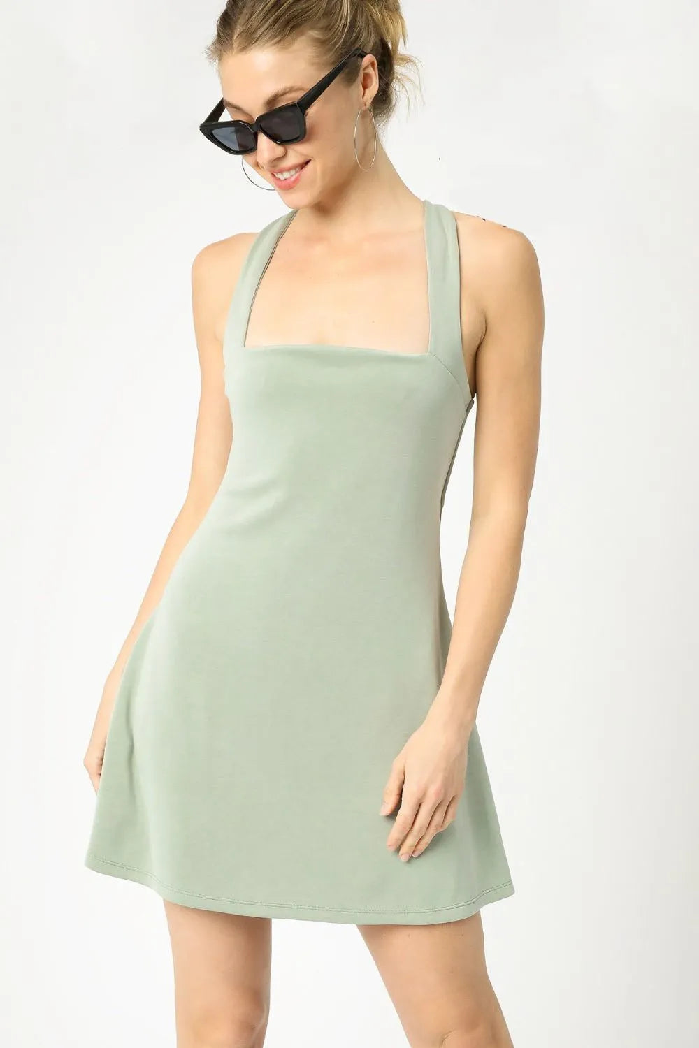Crisscross Square Neck Active Dress Trendsi