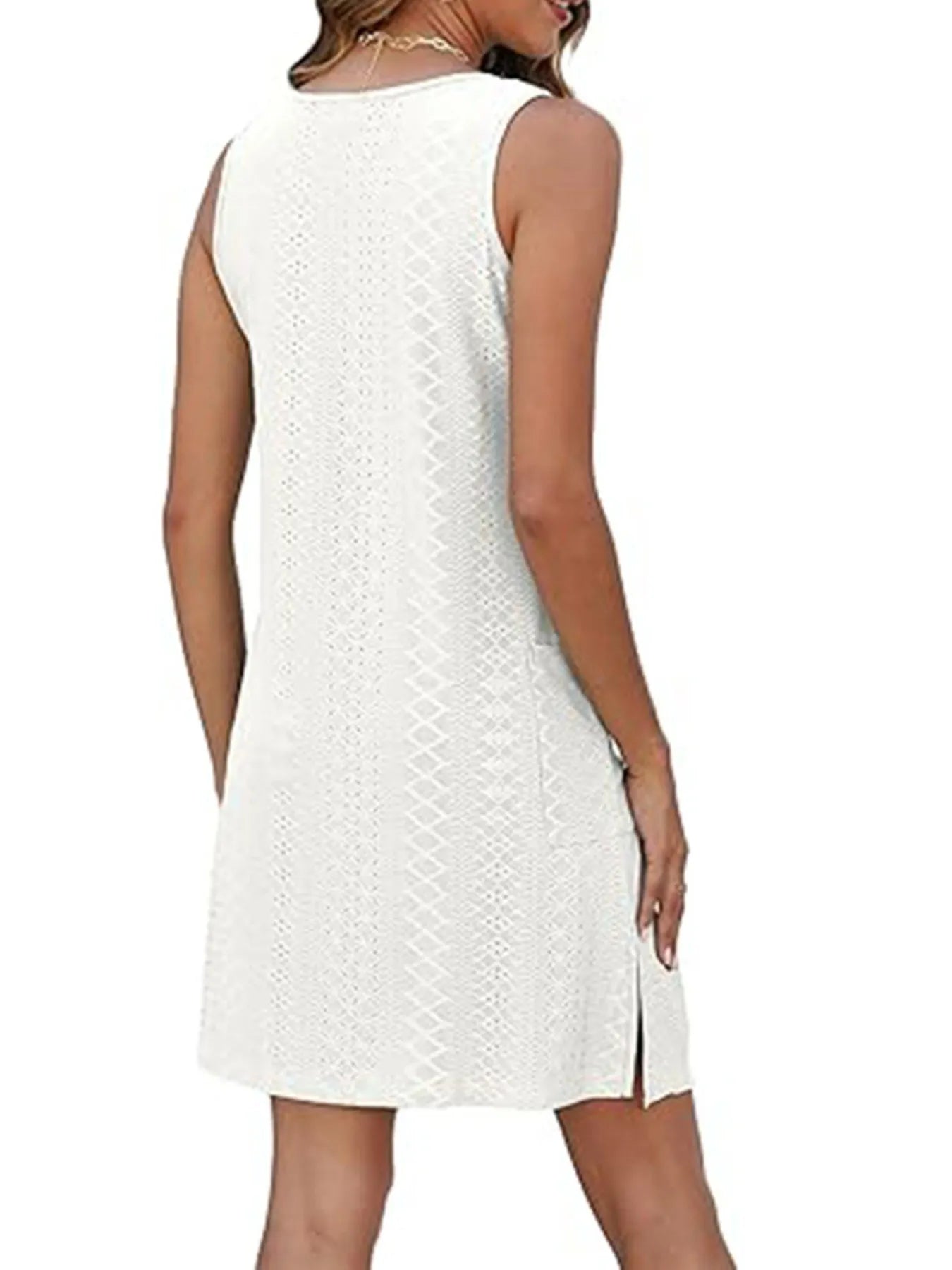 Side Slit Sleeveless Mini Tank Dress.
