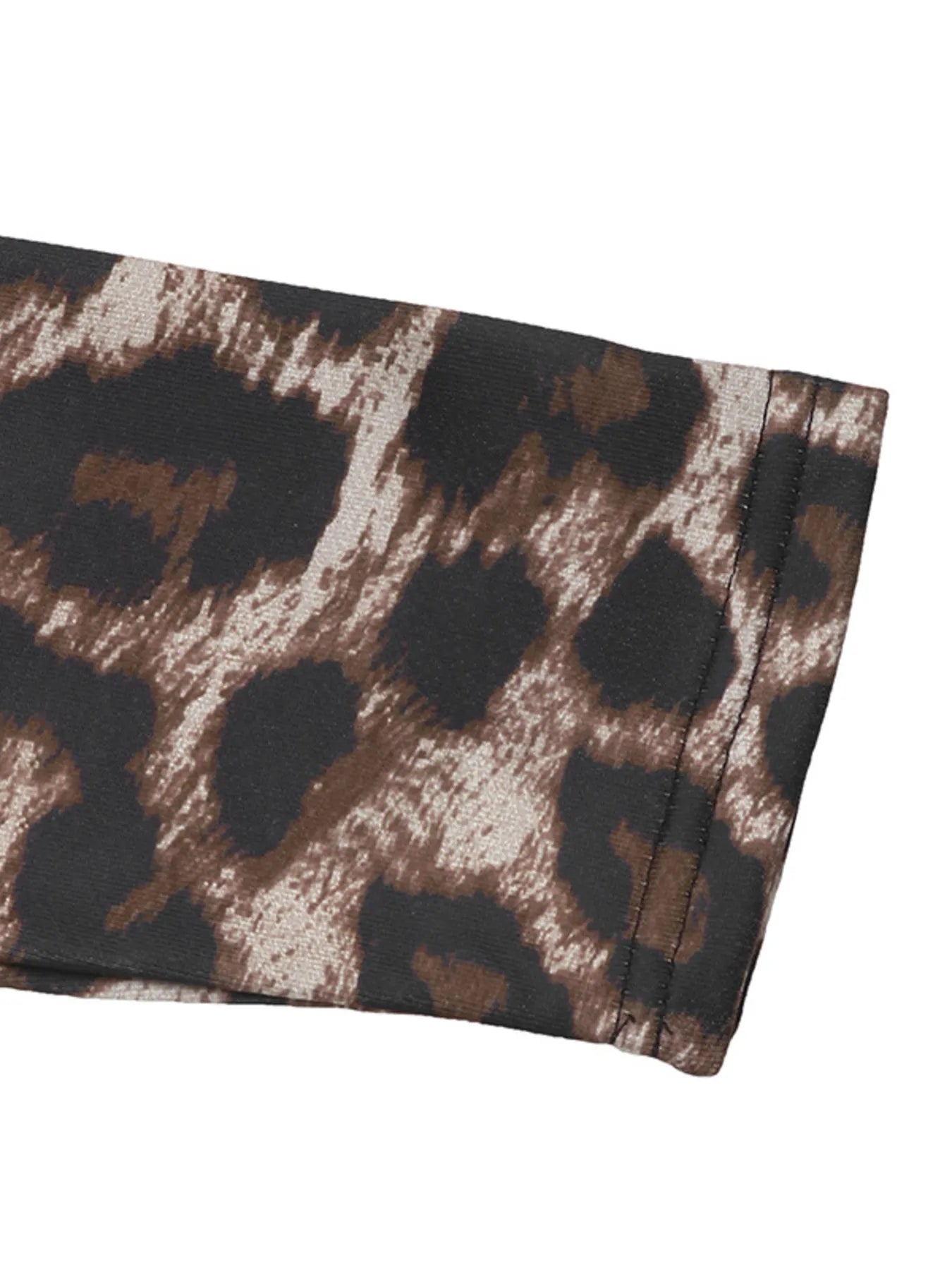 Leopard Print Sleeve Quarter Snap Sweatshirt.