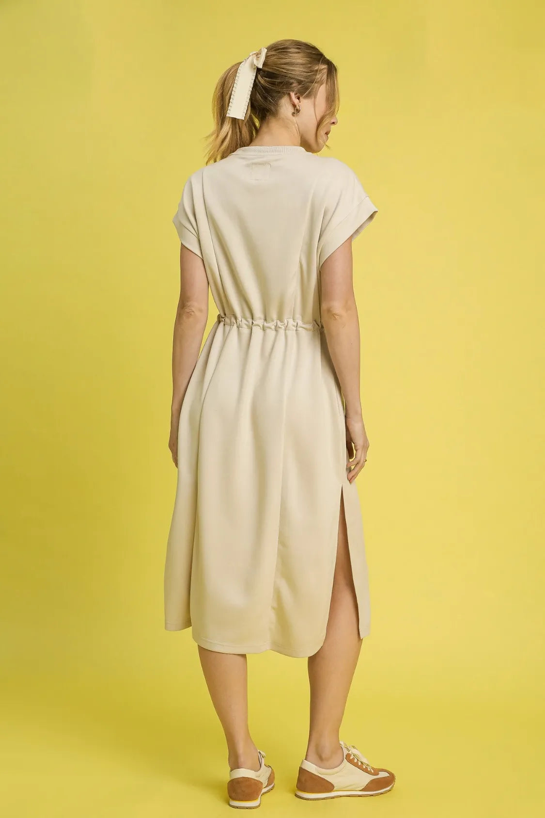 Side Slit Short Sleeve Midi Tee Dress THE ROYAL BOUTIQUE