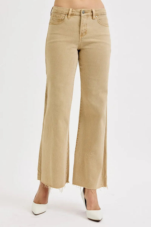 RISEN Full Size Raw Hem Wide Leg Jeans Plus Size Trendsi