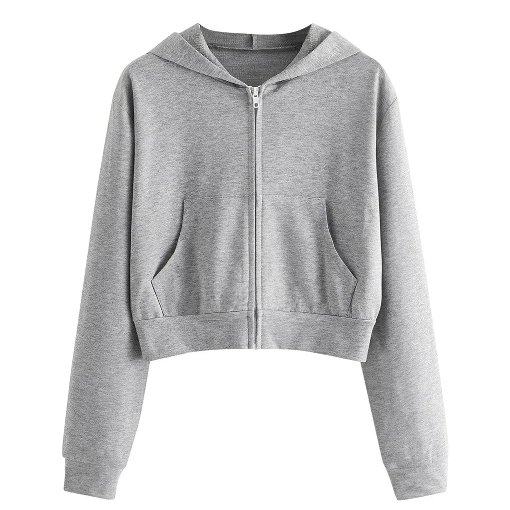 Zip Up Cropped Hoodie For Teen Girls