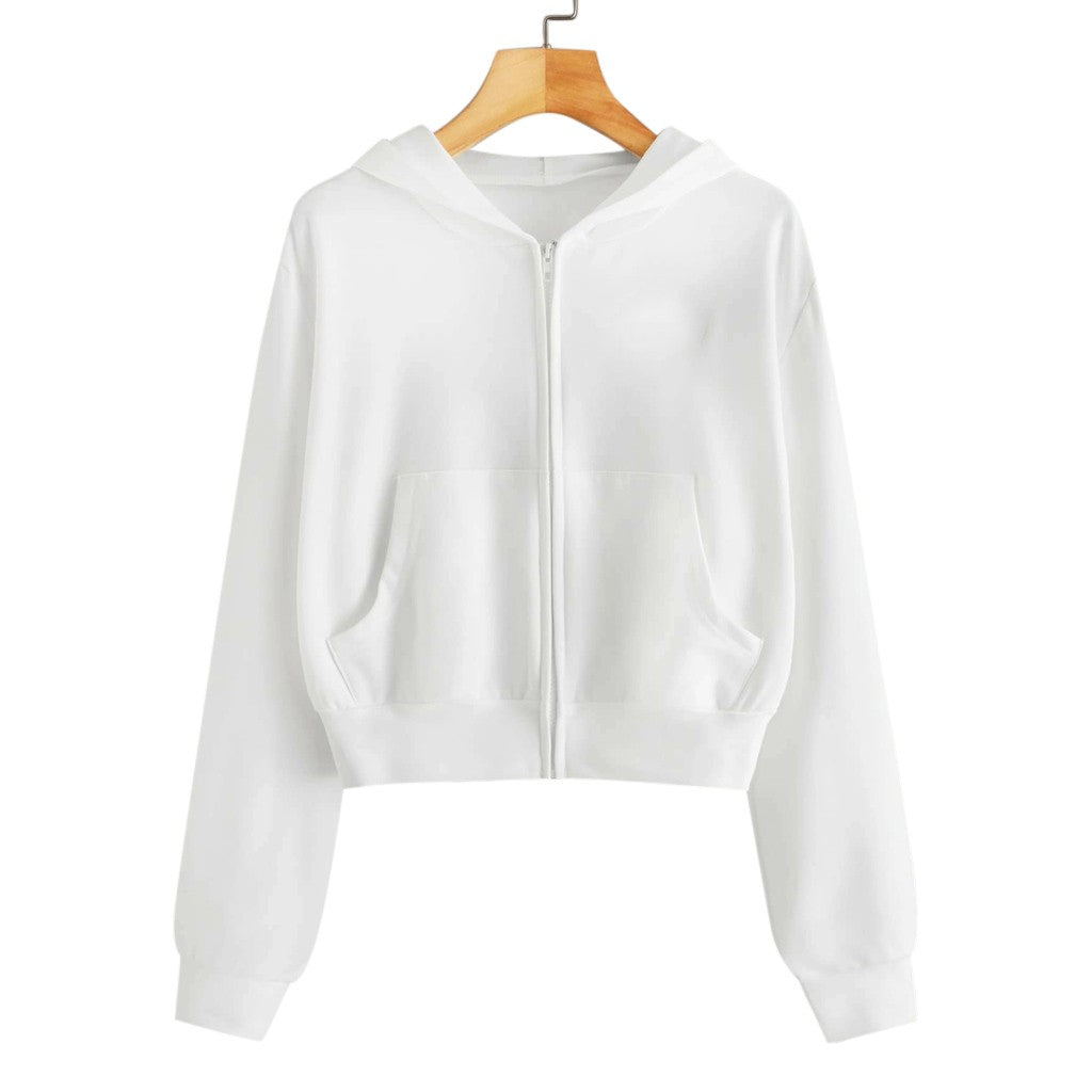 Zip Up Cropped Hoodie For Teen Girls