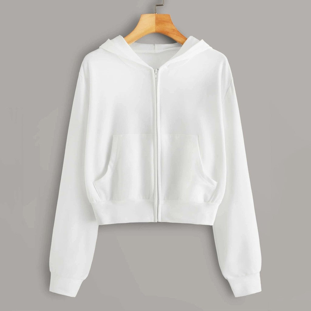 Zip Up Cropped Hoodie For Teen Girls