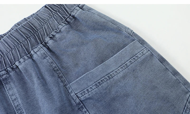 Casual Denim Ankle-length Baggy Pants Vaqueros Elastic High Waist