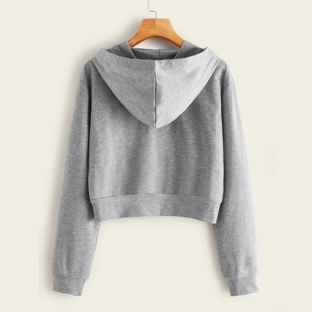 Zip Up Cropped Hoodie For Teen Girls