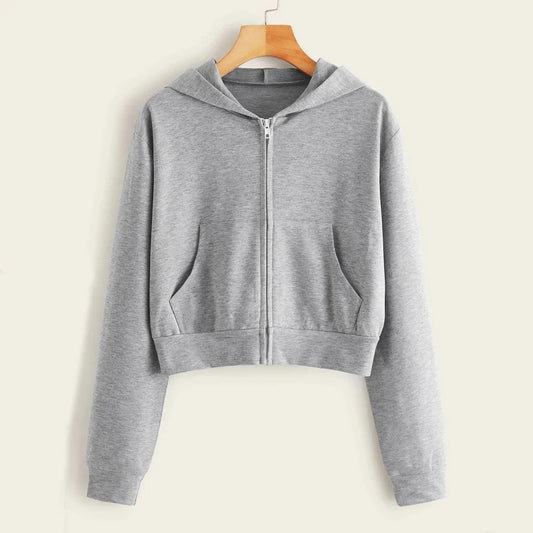 Zip Up Cropped Hoodie For Teen Girls