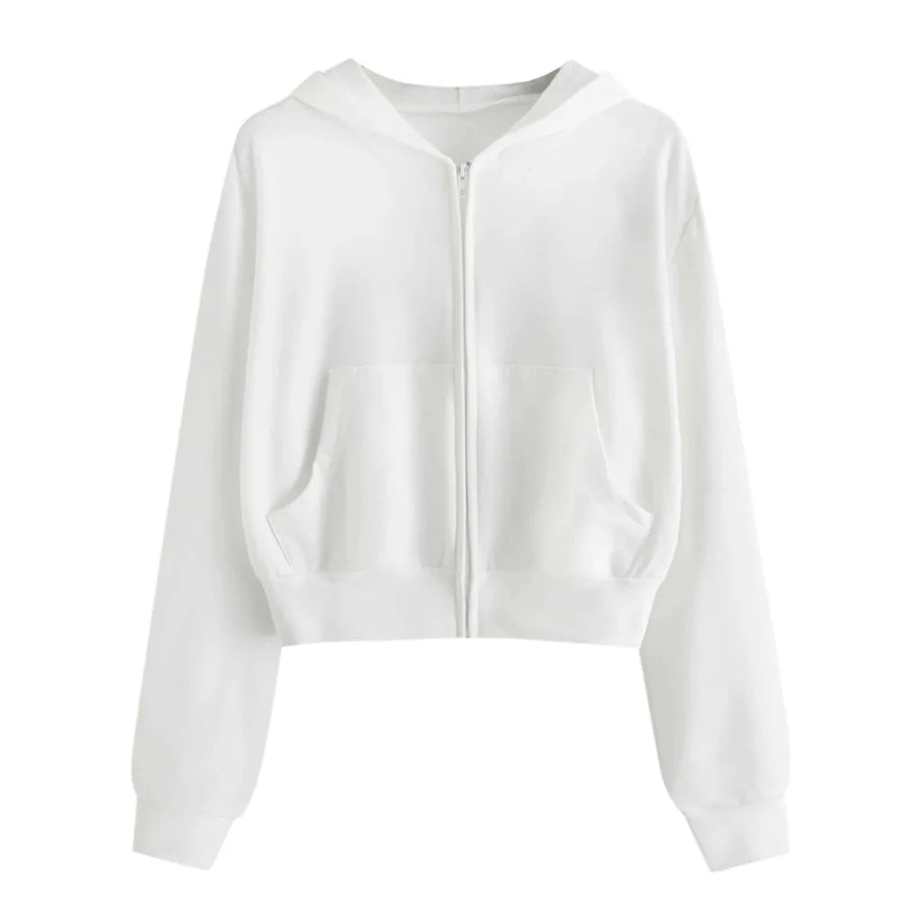 Zip Up Cropped Hoodie For Teen Girls