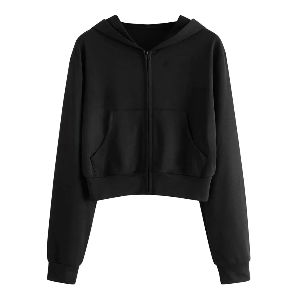 Zip Up Cropped Hoodie For Teen Girls