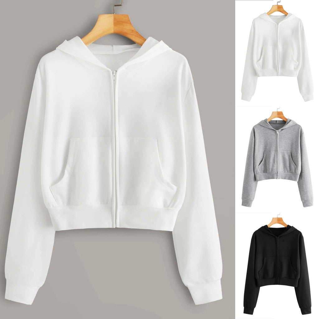 Zip Up Cropped Hoodie For Teen Girls