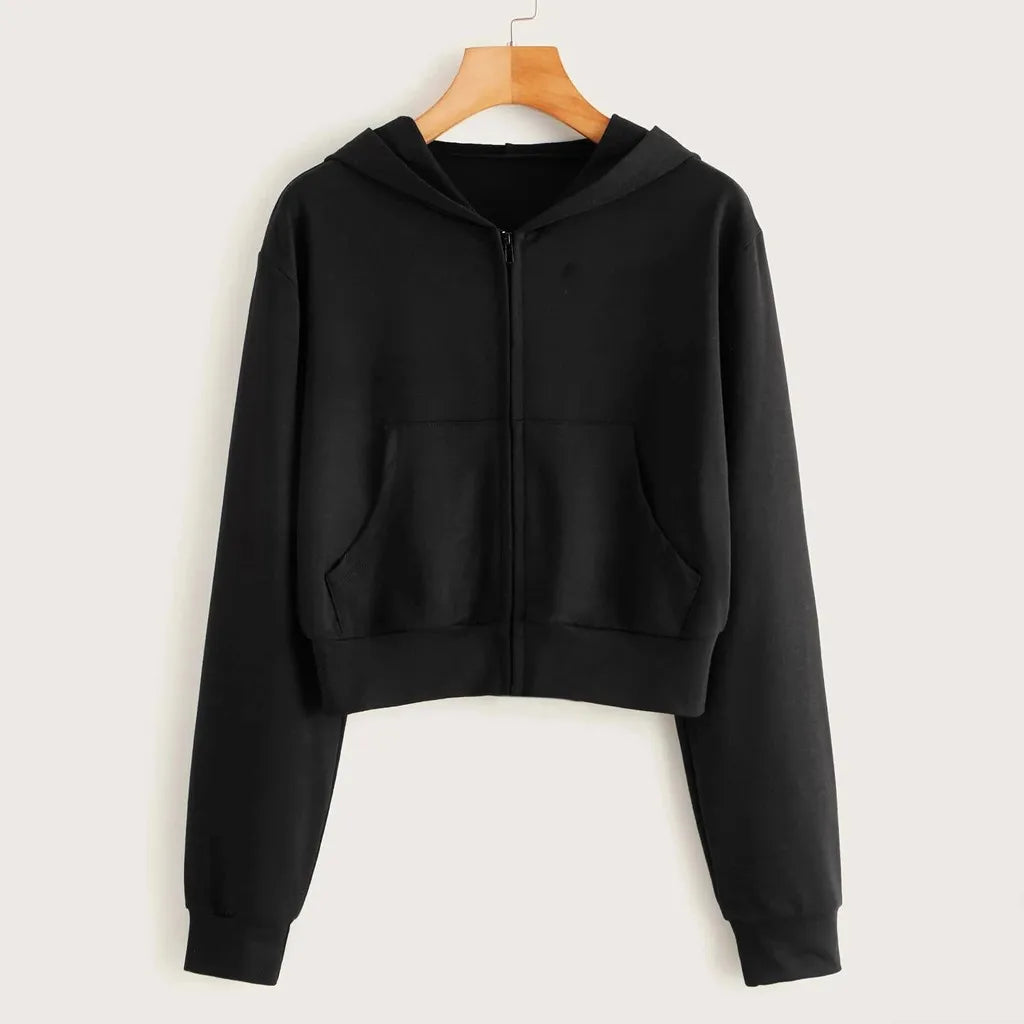 Zip Up Cropped Hoodie For Teen Girls