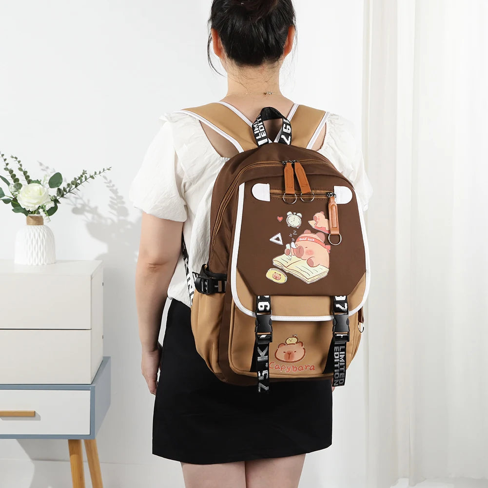 Capybara Lovers Laptop Zipper School Backpack