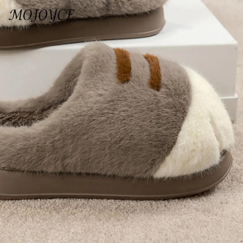 Furry Cat Paw Thermal Slippers for Couples