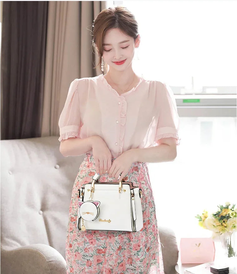 Elegant Cute Cat Top Handle Handbags