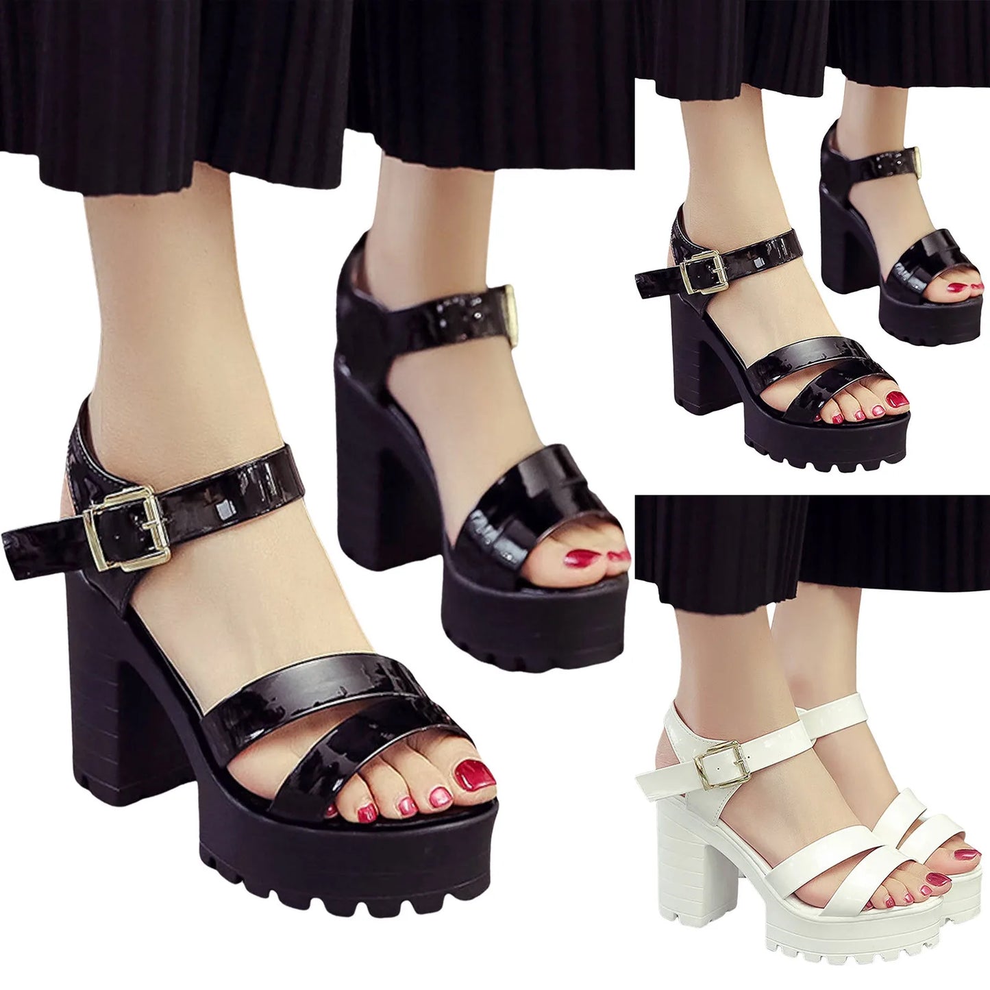 Fashion Sandals Summer Open Toe Rome Style Square High Heels