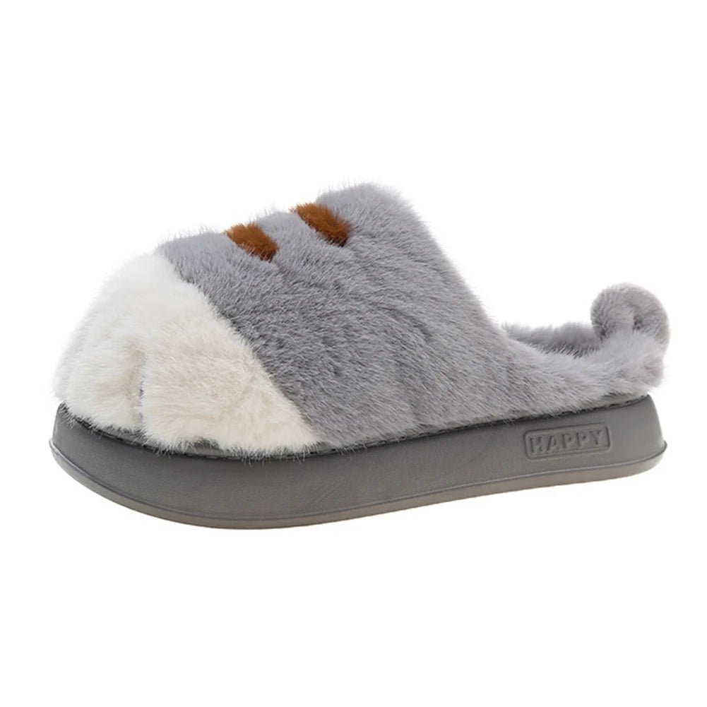 Furry Cat Paw Thermal Slippers for Couples