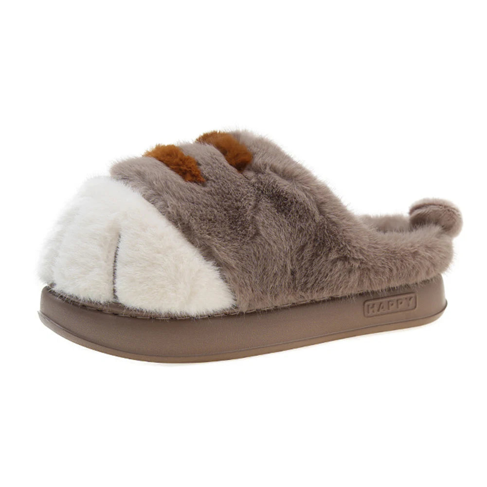 Furry Cat Paw Thermal Slippers for Couples