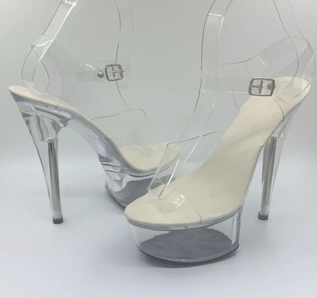 Super Sexy Transparent High Heels 15CM Stiletto Waterproof Sandals