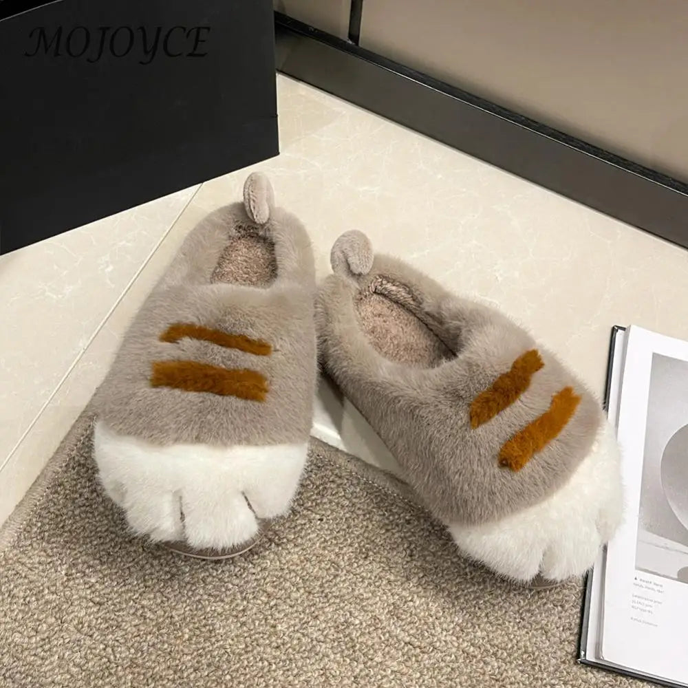 Furry Cat Paw Thermal Slippers for Couples