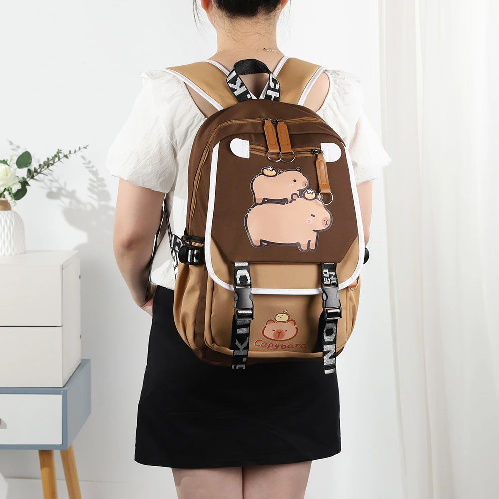 Capybara Lovers Laptop Zipper School Backpack