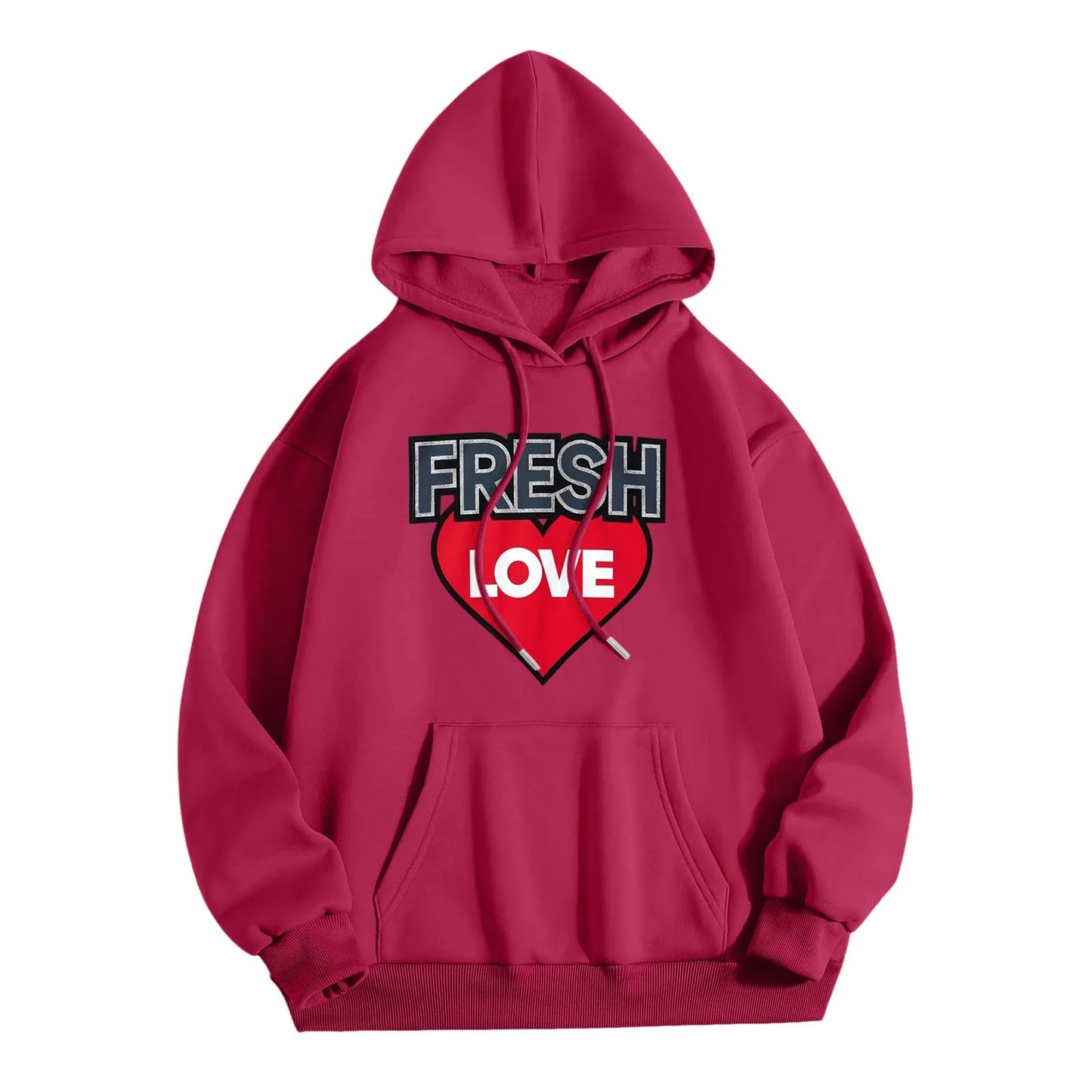 Printed Letter Crew Neck Sweatshirt Fresh Love Hoody Long Sleeve