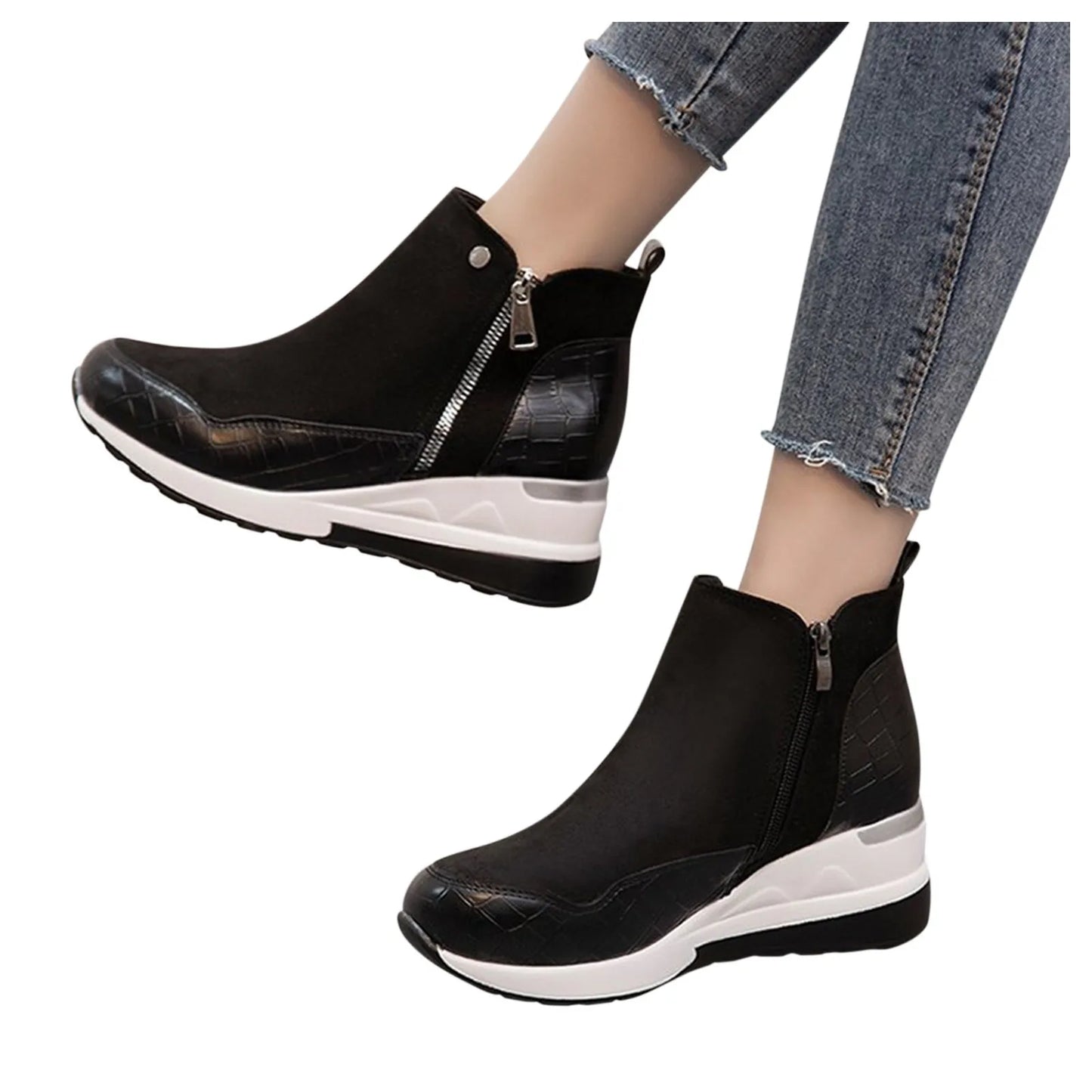 Thick Bottom Wedge Heel Casual Ankle Boots Fashionable