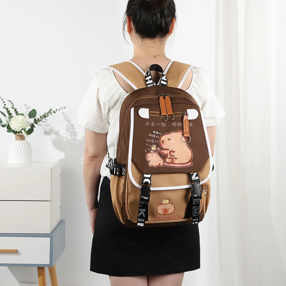 Capybara Lovers Laptop Zipper School Backpack