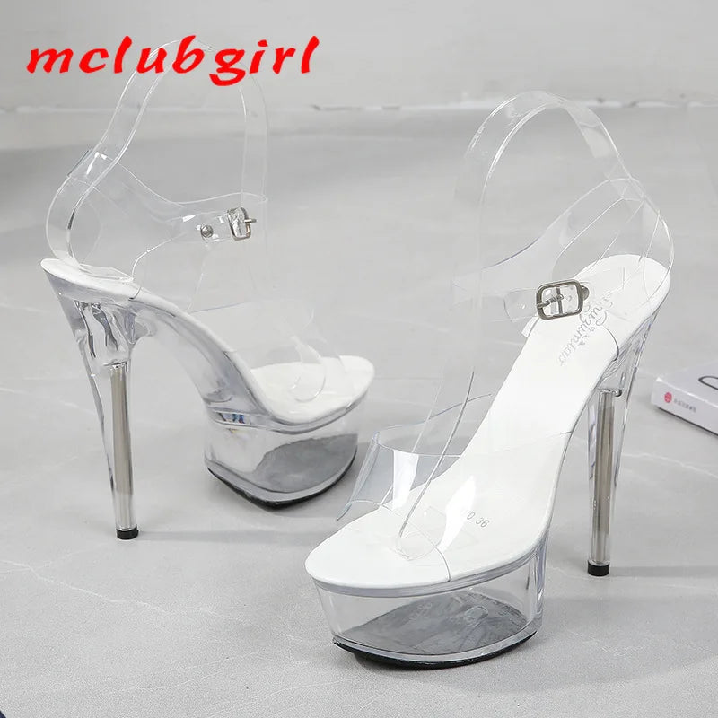 Super Sexy Transparent High Heels 15CM Stiletto Waterproof Sandals