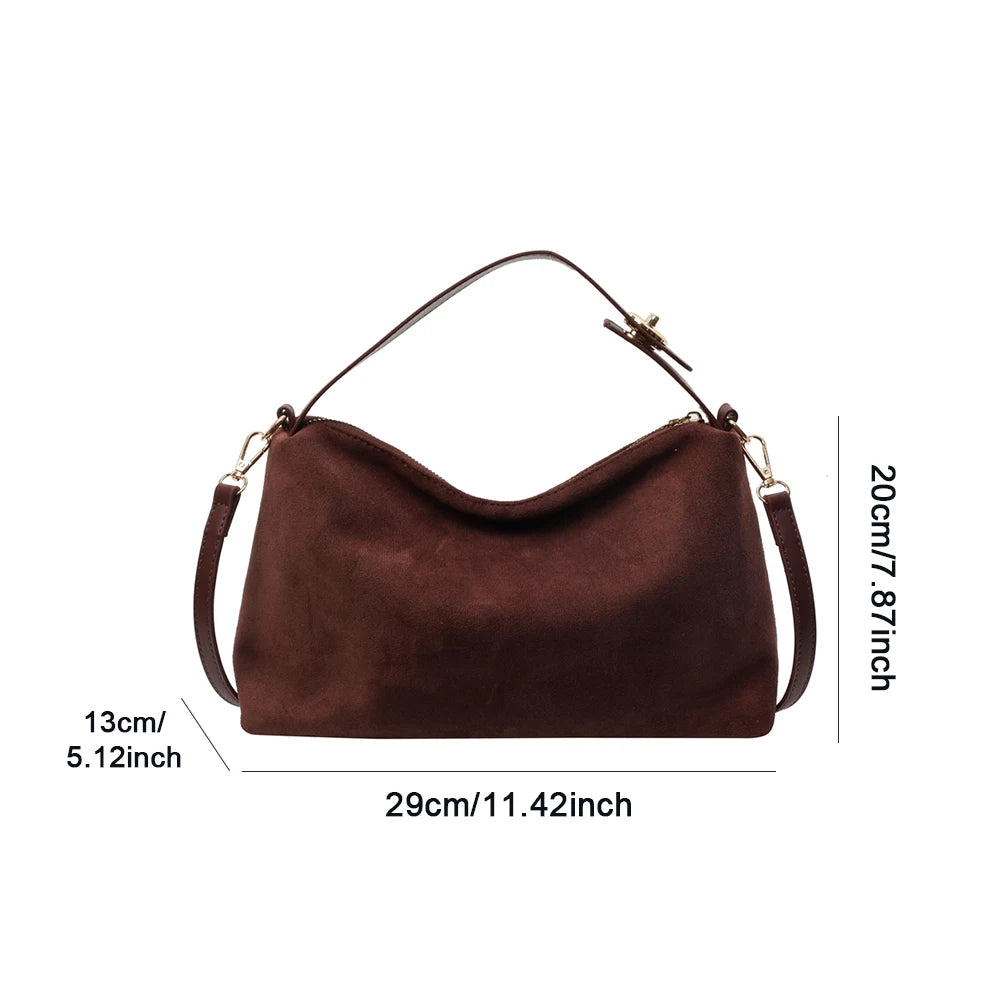 Zipper Faux Suede Pillow Shoulder and Crossbody Bags Simple Solid High Quality Handbags for Women 2024 Fashion Classic Versatile