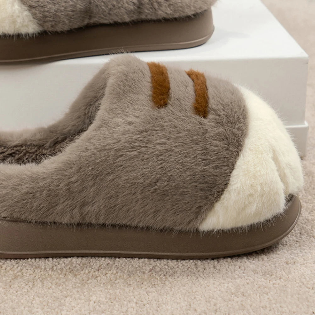 Furry Cat Paw Thermal Slippers for Couples