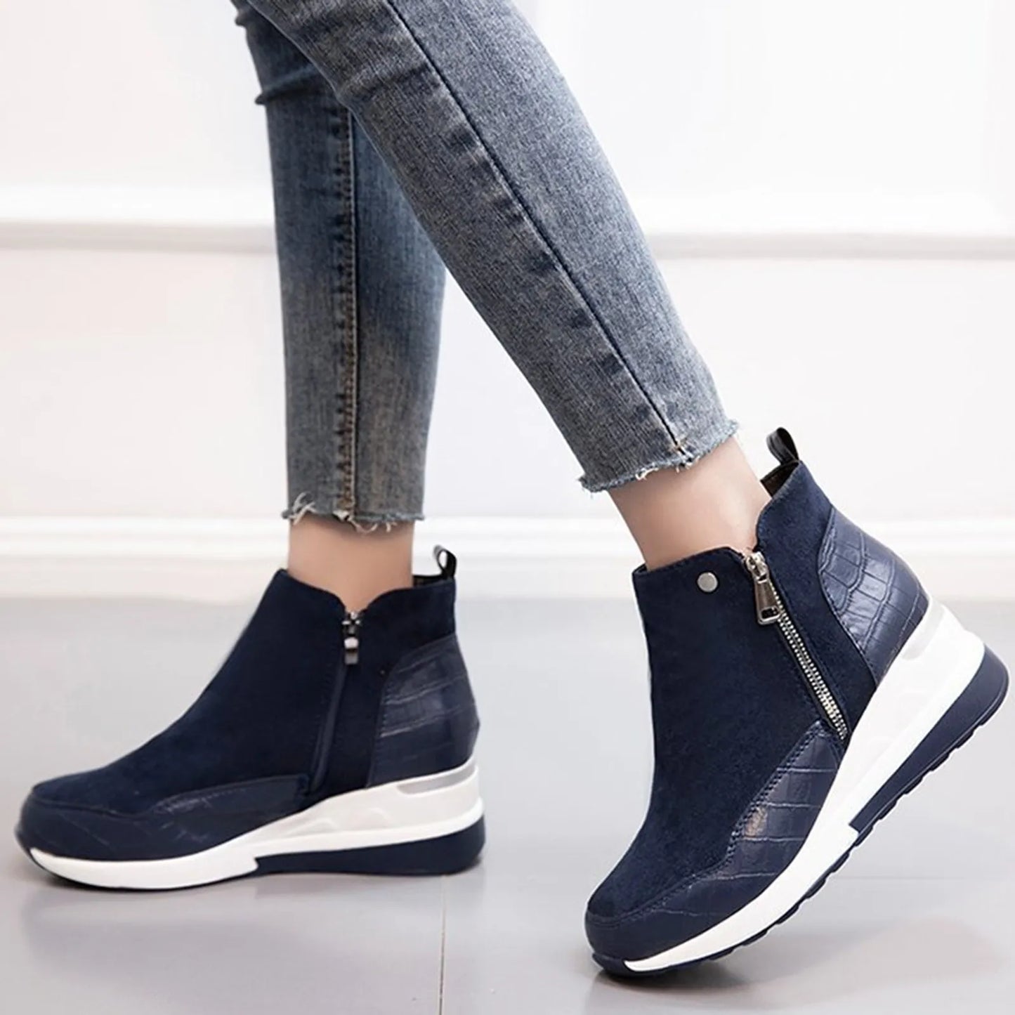 Thick Bottom Wedge Heel Casual Ankle Boots Fashionable