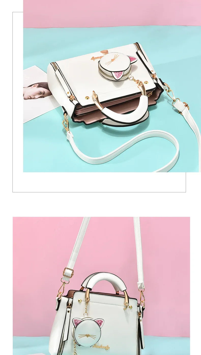 Elegant Cute Cat Top Handle Handbags