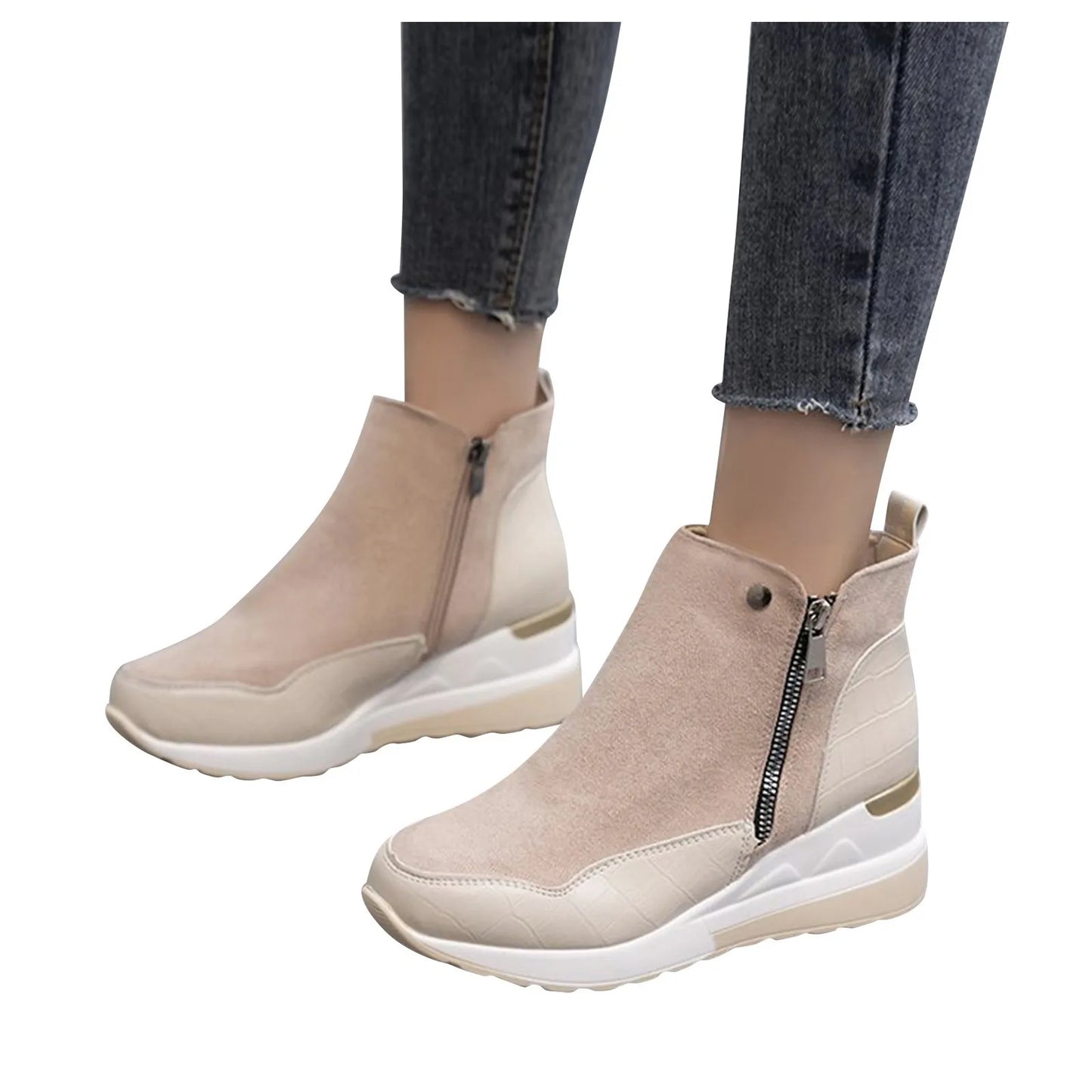 Thick Bottom Wedge Heel Casual Ankle Boots Fashionable