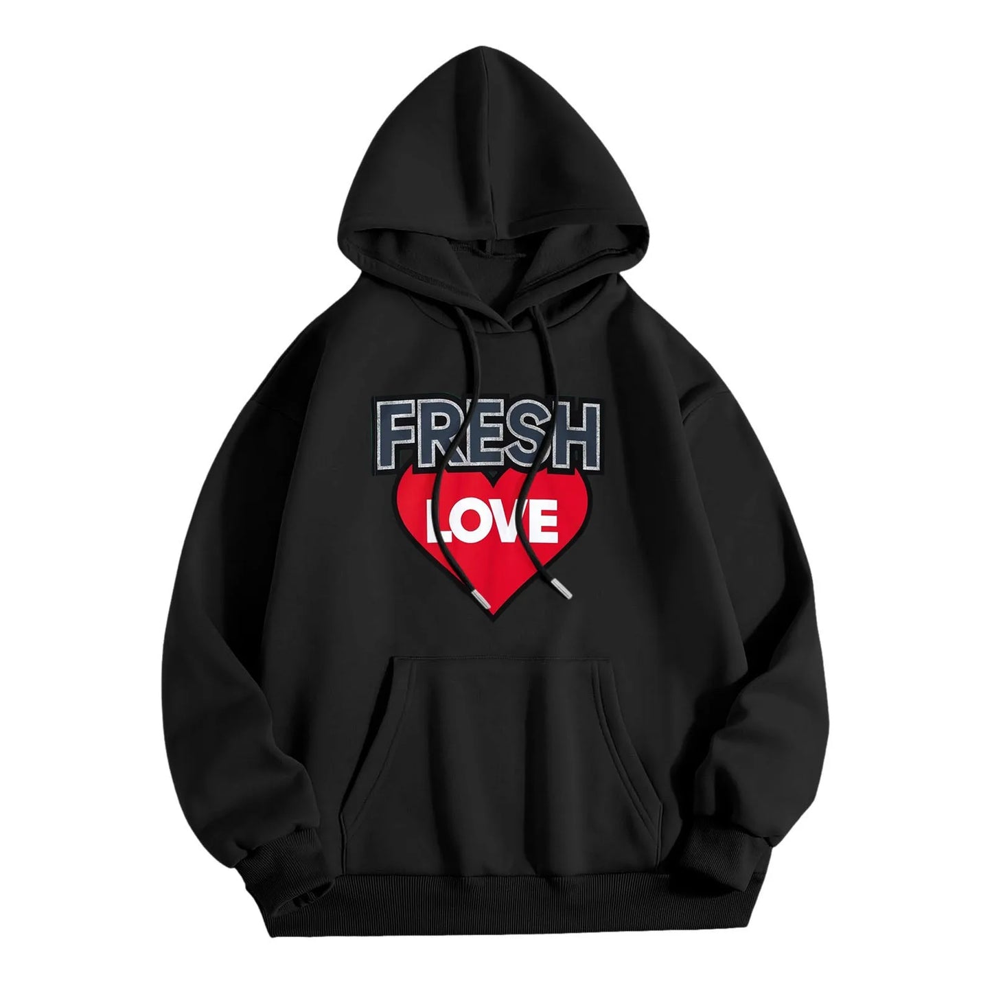 Printed Letter Crew Neck Sweatshirt Fresh Love Hoody Long Sleeve