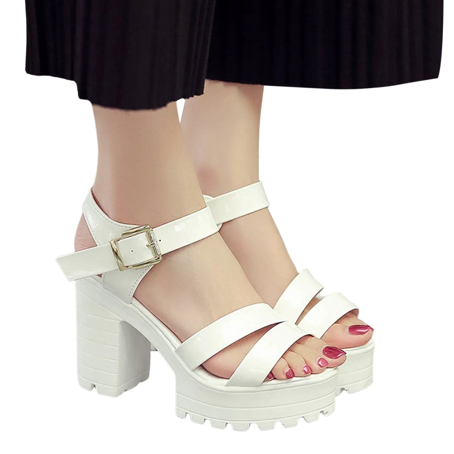 Fashion Sandals Summer Open Toe Rome Style Square High Heels