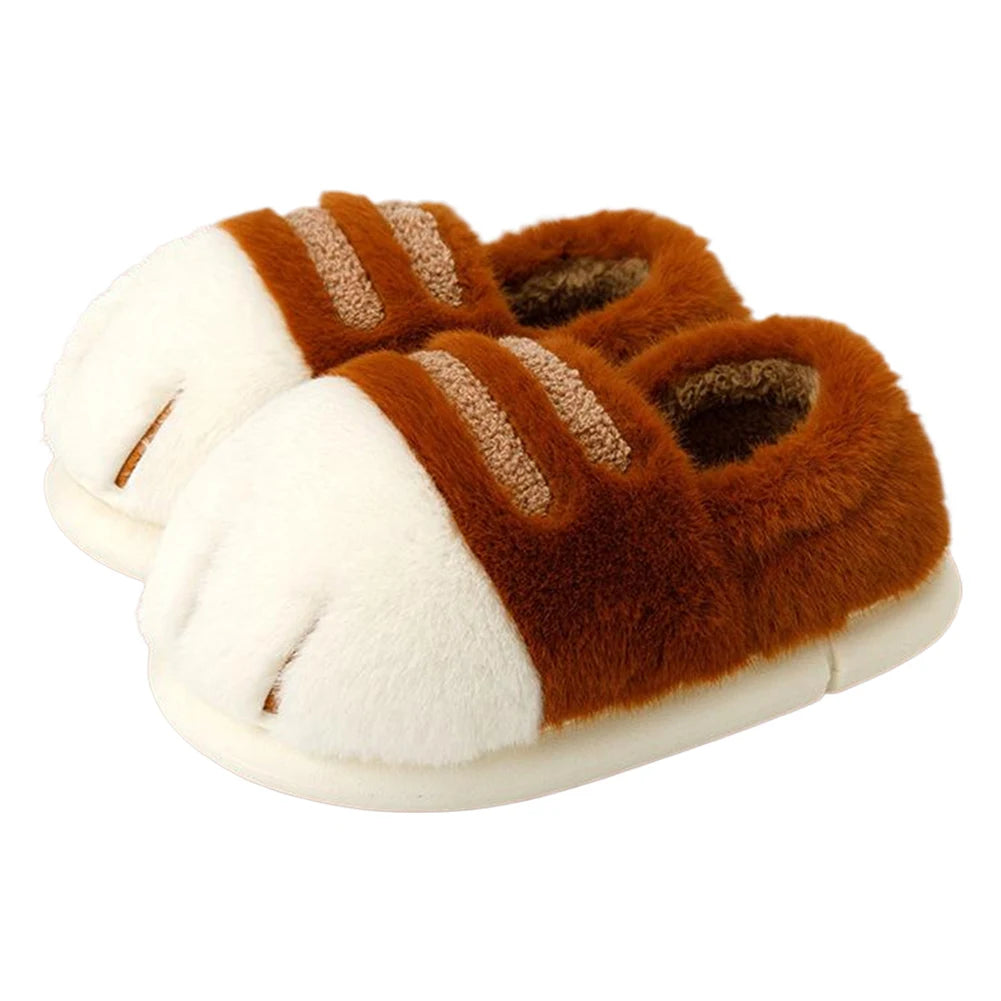 Furry Cat Paw Thermal Slippers for Couples