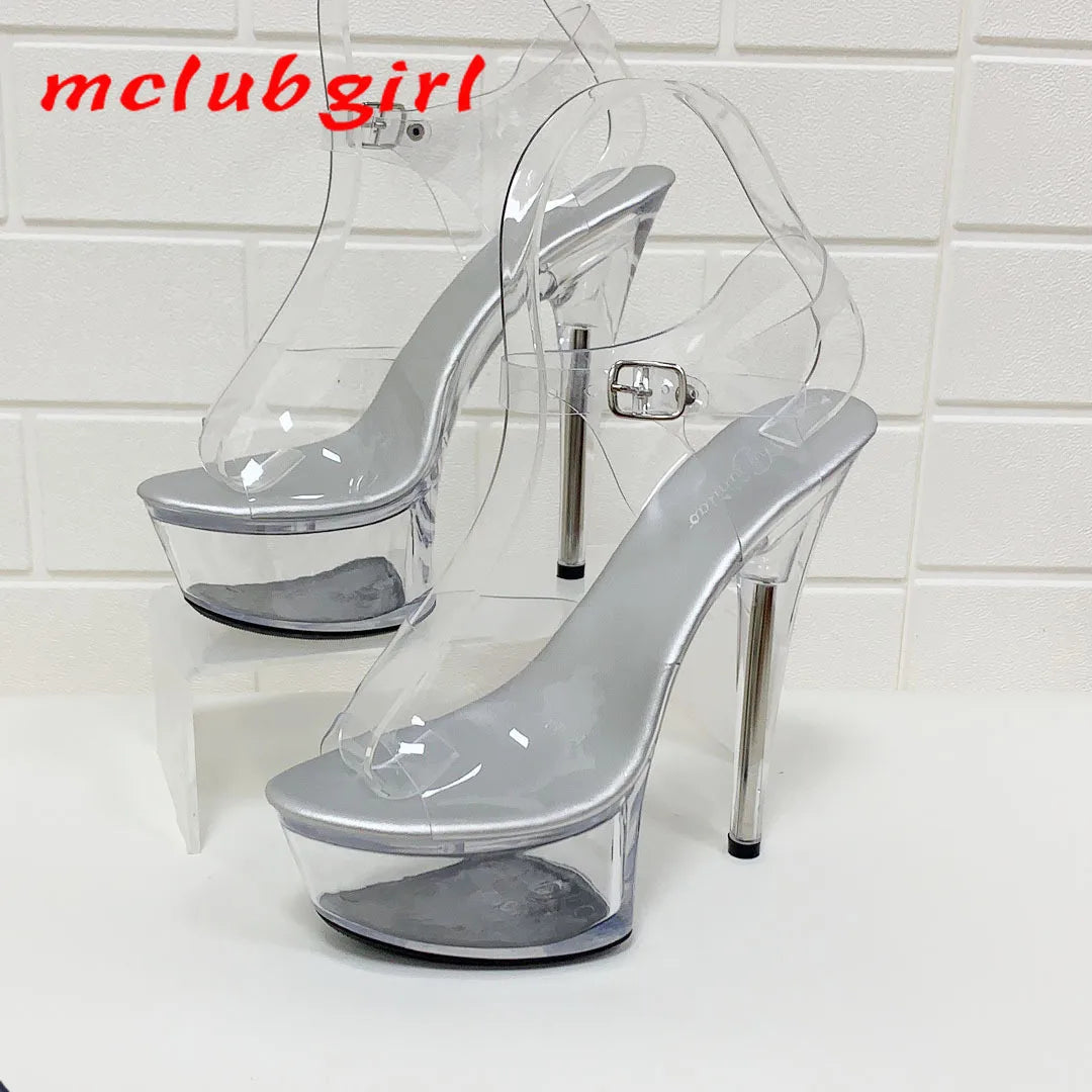 Super Sexy Transparent High Heels 15CM Stiletto Waterproof Sandals