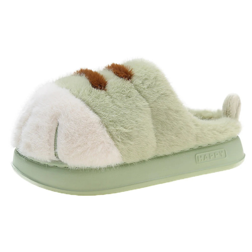 Furry Cat Paw Thermal Slippers for Couples