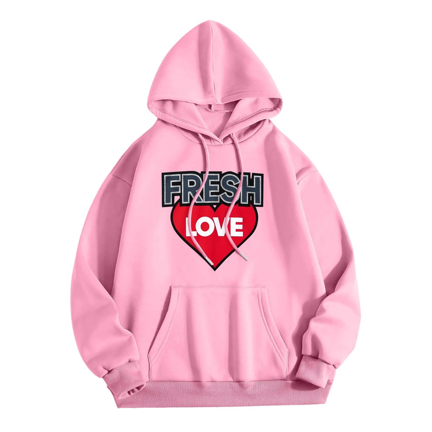 Printed Letter Crew Neck Sweatshirt Fresh Love Hoody Long Sleeve