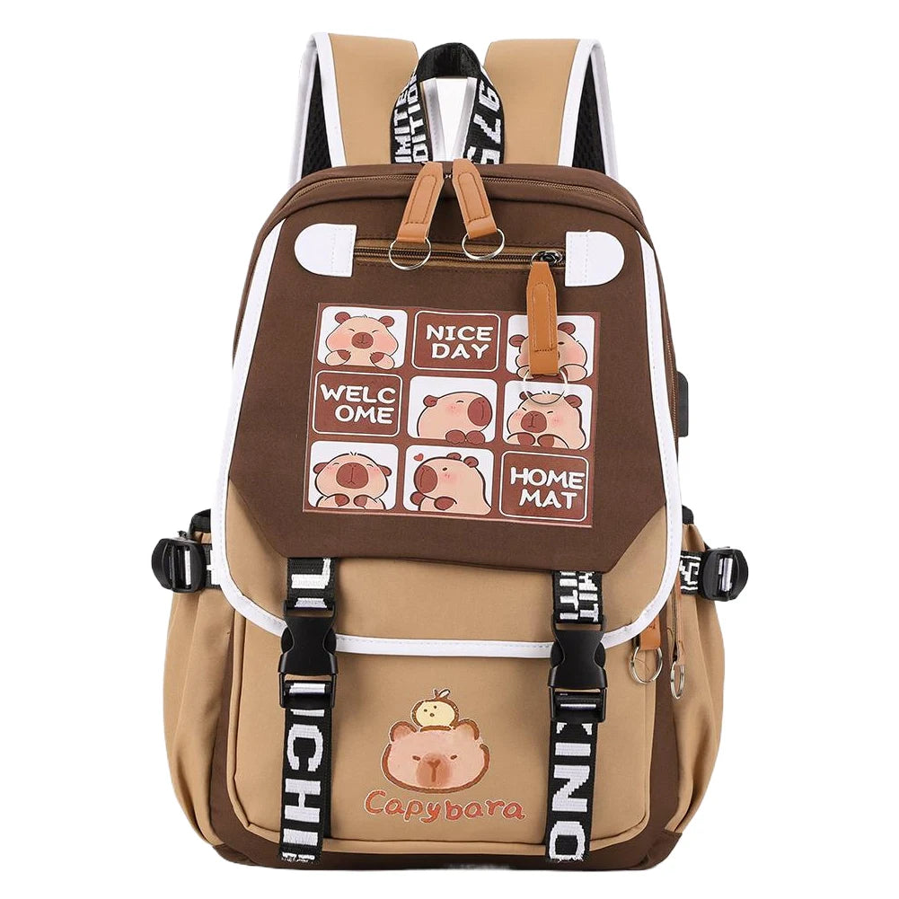 Capybara Lovers Laptop Zipper School Backpack