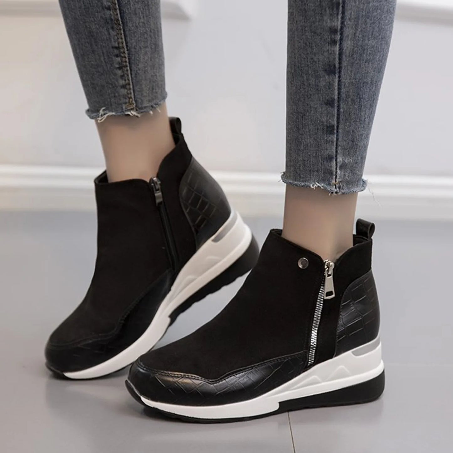 Thick Bottom Wedge Heel Casual Ankle Boots Fashionable