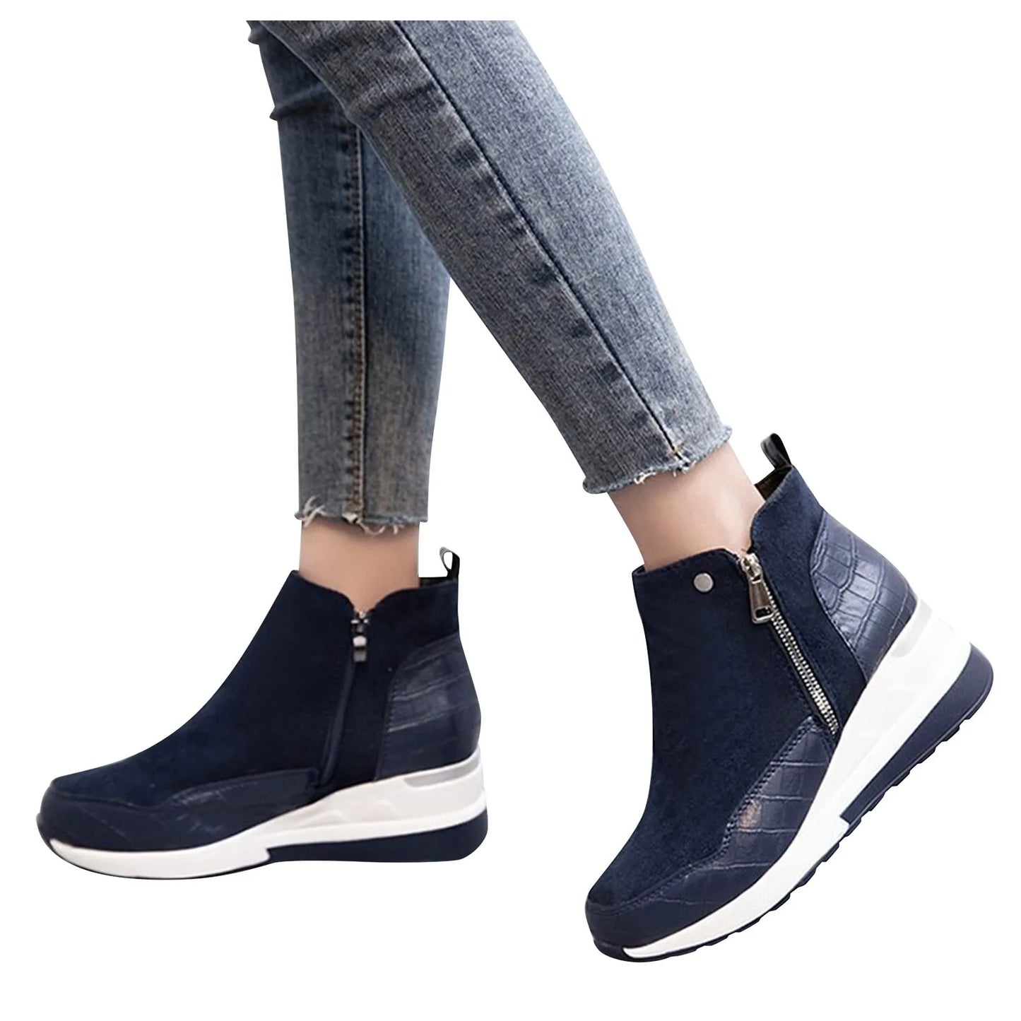 Thick Bottom Wedge Heel Casual Ankle Boots Fashionable