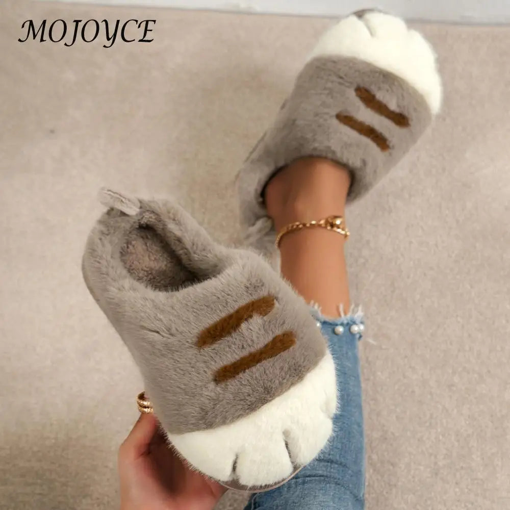 Furry Cat Paw Thermal Slippers for Couples