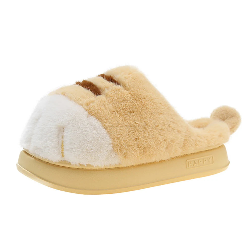 Furry Cat Paw Thermal Slippers for Couples